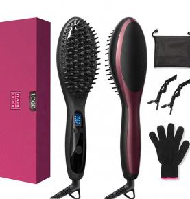 Wholesale Electric Hair Straightening Brush Amazon Hot Sales Fast MCH Heated Easy Control LCD Hair Straightener Brush