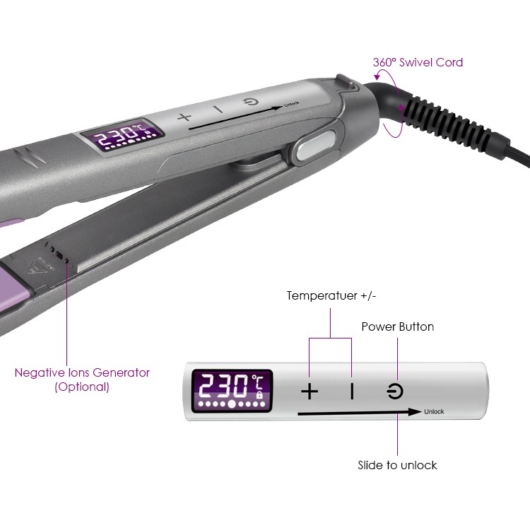 Wholesale 1 Inch Hair Straightener and Curler 2 in 1 MCH Fast Heat New Digital Tourmaline Ceramic Touch Screen Flat Iron