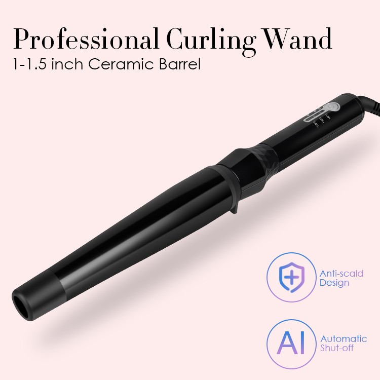 Salon Grade PTC heat Element Professional Ceramic Digital LCD Hair Tong Big Wave Curling Iron Private Label Curling Wand