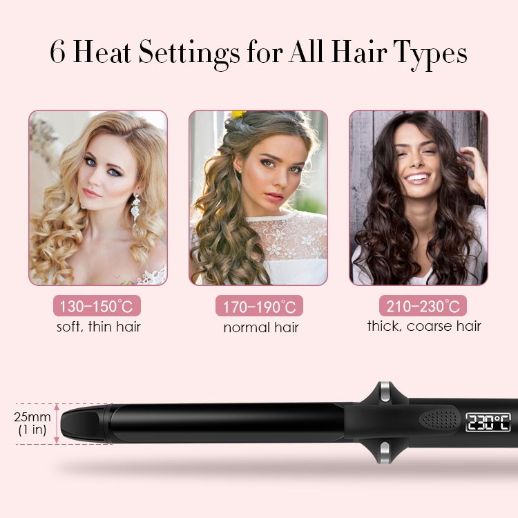 Wholesale Professional Salon Private Label Long Hair Electronic Hair Curler 1 Inch Barrel Curling Wand Curling Iron
