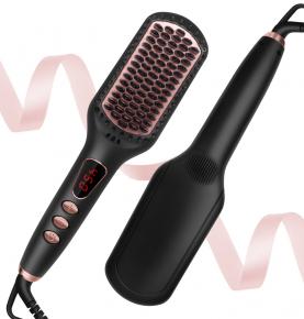 Enhanced Ceramic Smoothing Flat Iron Hair Straightening Comb 450F Heated Hair Straightener Brush Electric