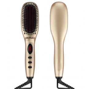 Fast Gold Electric Hair Straight Brush Straightening Comb Ceramic Ionic Straightener Hair Brush