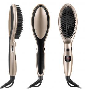 Digital Natural Straight Voluminous Blowout Ceramic 2 in 1 Ionic Electric Hair Comb Brush Straightener