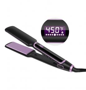 Custom Hair Straightener With Logo 1 3/4 Inches 450 Degrees Flat Iron Hair Salon Equipment Nano Titanium Plate Hair Straightener