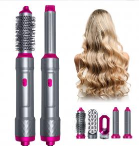 Professional 5 in 1 Curling Iron Wand Set Interchangeable Styler Hair Curler Waver Hot Air Brush