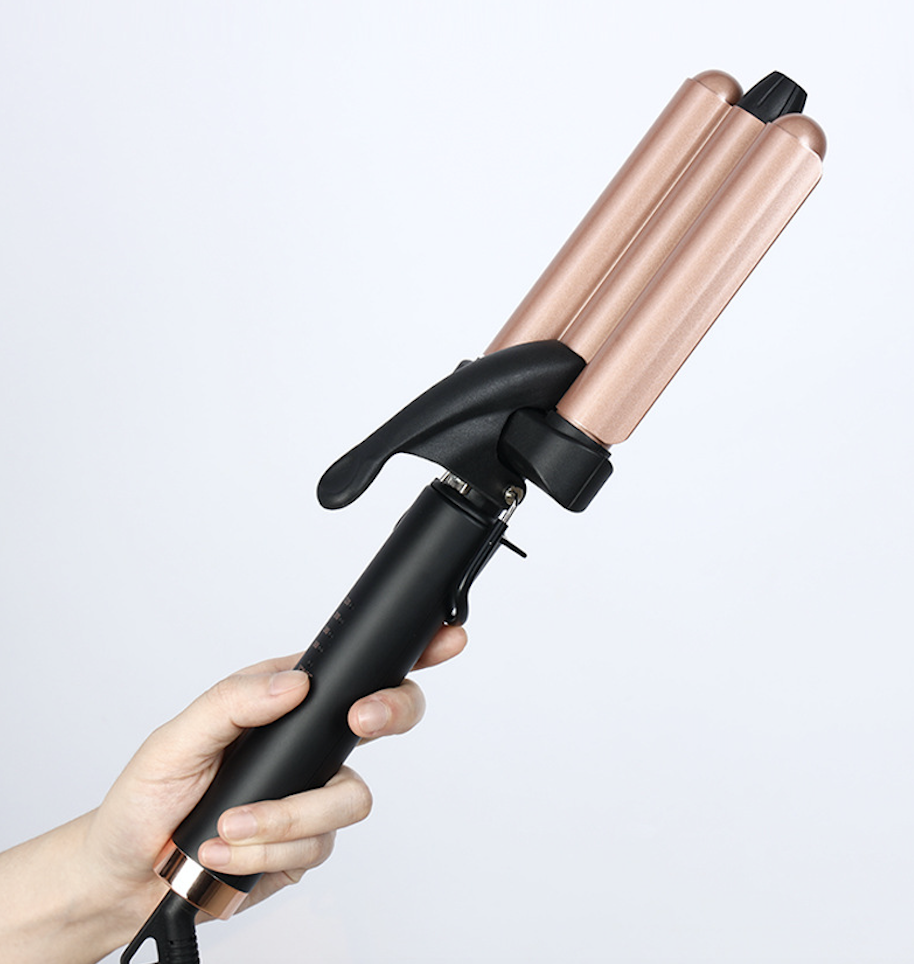 Negative Ions 3 Barrel Curling Iron Wand 1 Inch Crimper Hair Iron Temperature Adjustable Heat Up Quickly Beach Waves Hair Waver